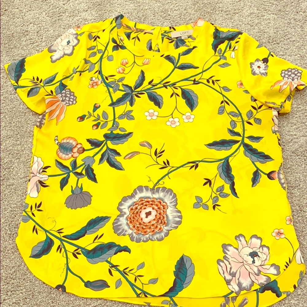 Loft Yellow Floral Silk Top